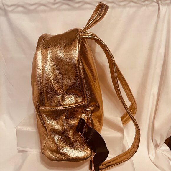 Skinnydip-Rose Gold Metallic Back Pack-11" x 11" x 5"- Roomy-Adjust. Straps-Zip - Picture 5 of 13